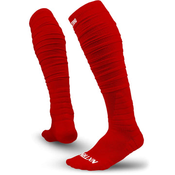 Nxtrnd XTD Scrunch Football Socks, Extra Long Padded Sport Socks for Men & Boys Medium Red