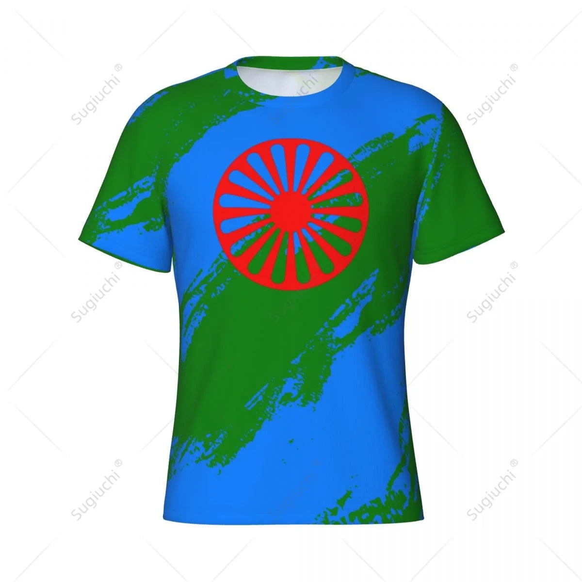 Custom Name Nunber Rom Gypsy Flag Of The Romani Color Men Tight Sports T-shirt Women Tees jersey For Soccer Football Fans