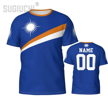 Custom Name Number Marshall Islands Flag Emblem 3D T-shirts For Men Women Tees jersey team Soccer Football Fans Gift T shirt