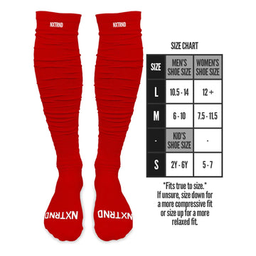 Nxtrnd XTD Scrunch Football Socks, Extra Long Padded Sport Socks for Men & Boys Medium Red